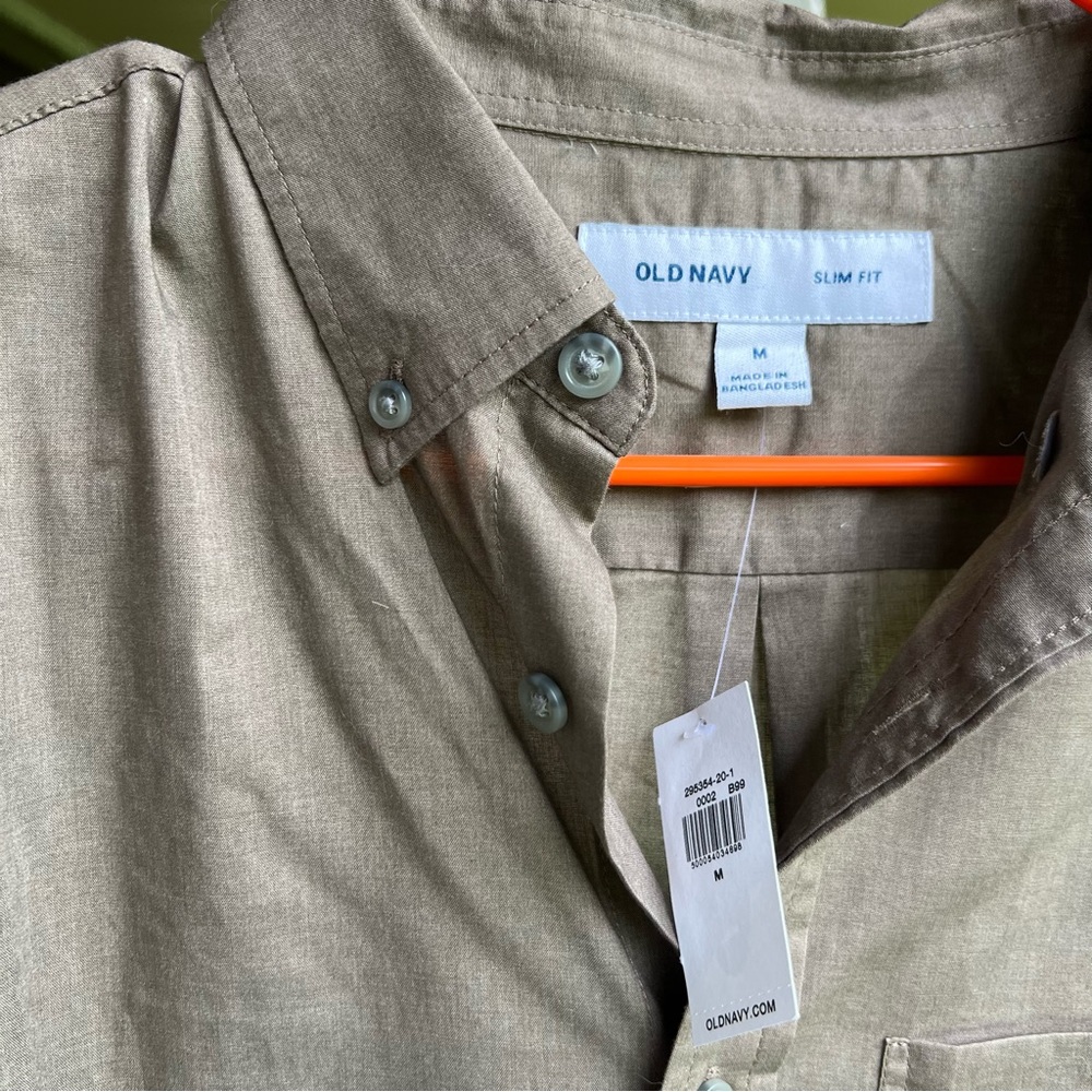 Old Navy Brown Slim Fit Button Shirt - Picture 4 of 5